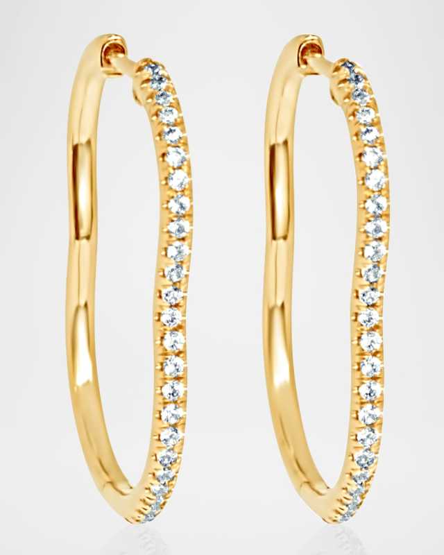 18K Berceau Pave Diamond Hoop Earrings